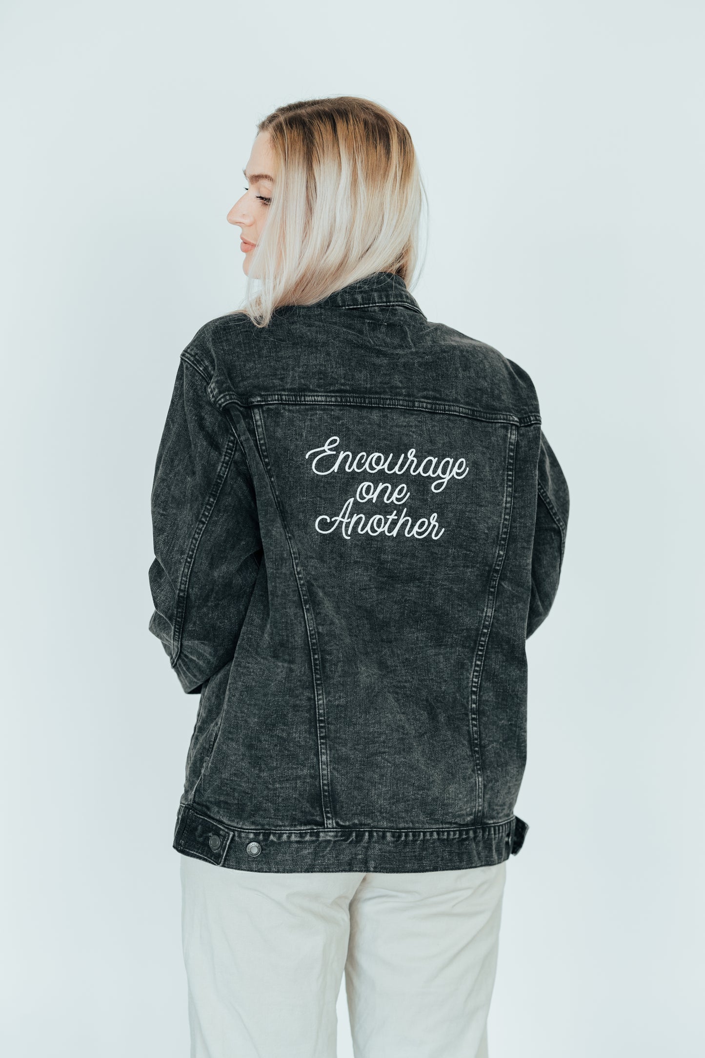 "Encourage One Another" Denim Jacket