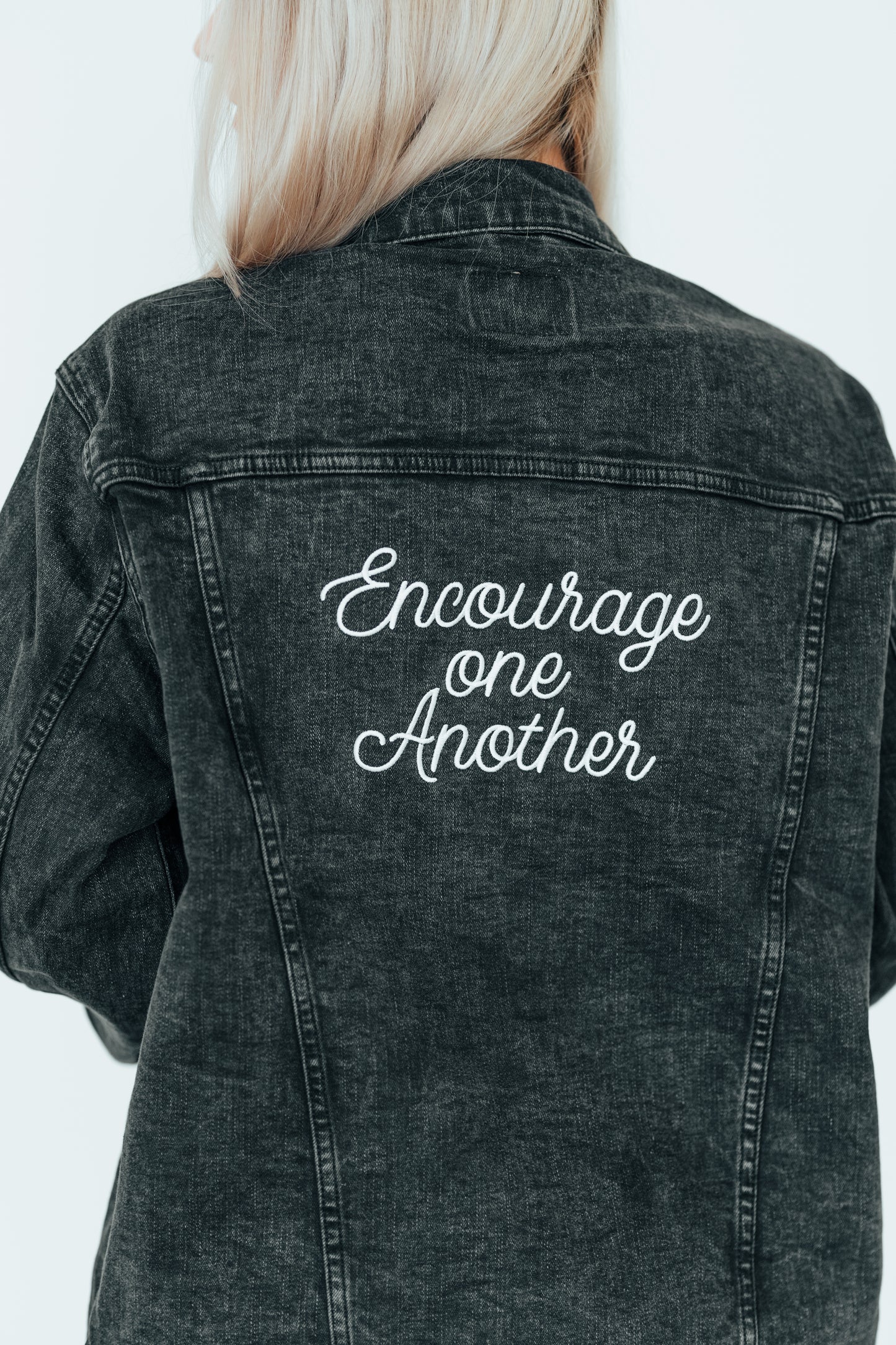 "Encourage One Another" Denim Jacket